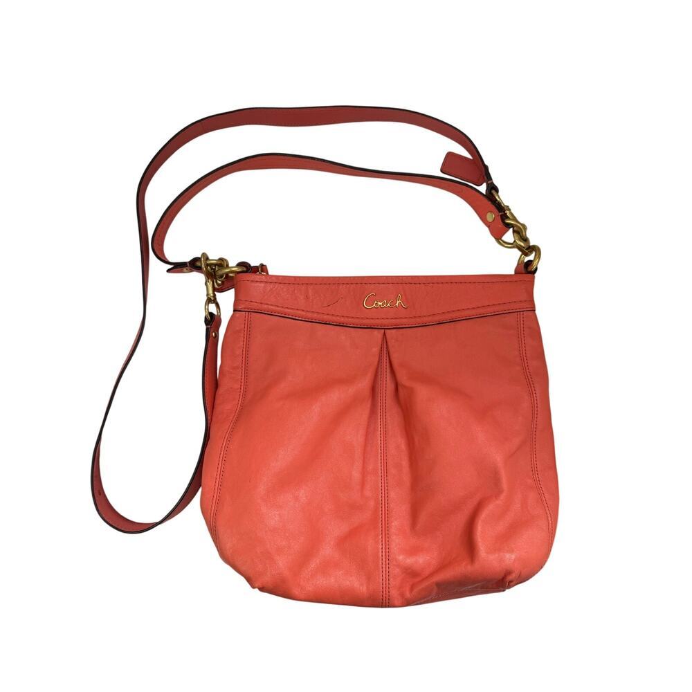 Coach Ashley Coral Leather Crossbody Shoulder Bag GS